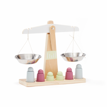 Laden Sie das Bild in den Galerie-Viewer, Kinder Waage mit Gewichten aus Holz